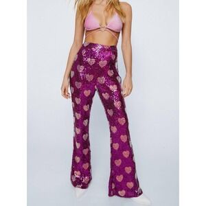 Nasty Gal Pink Sequin Wide Leg Pants